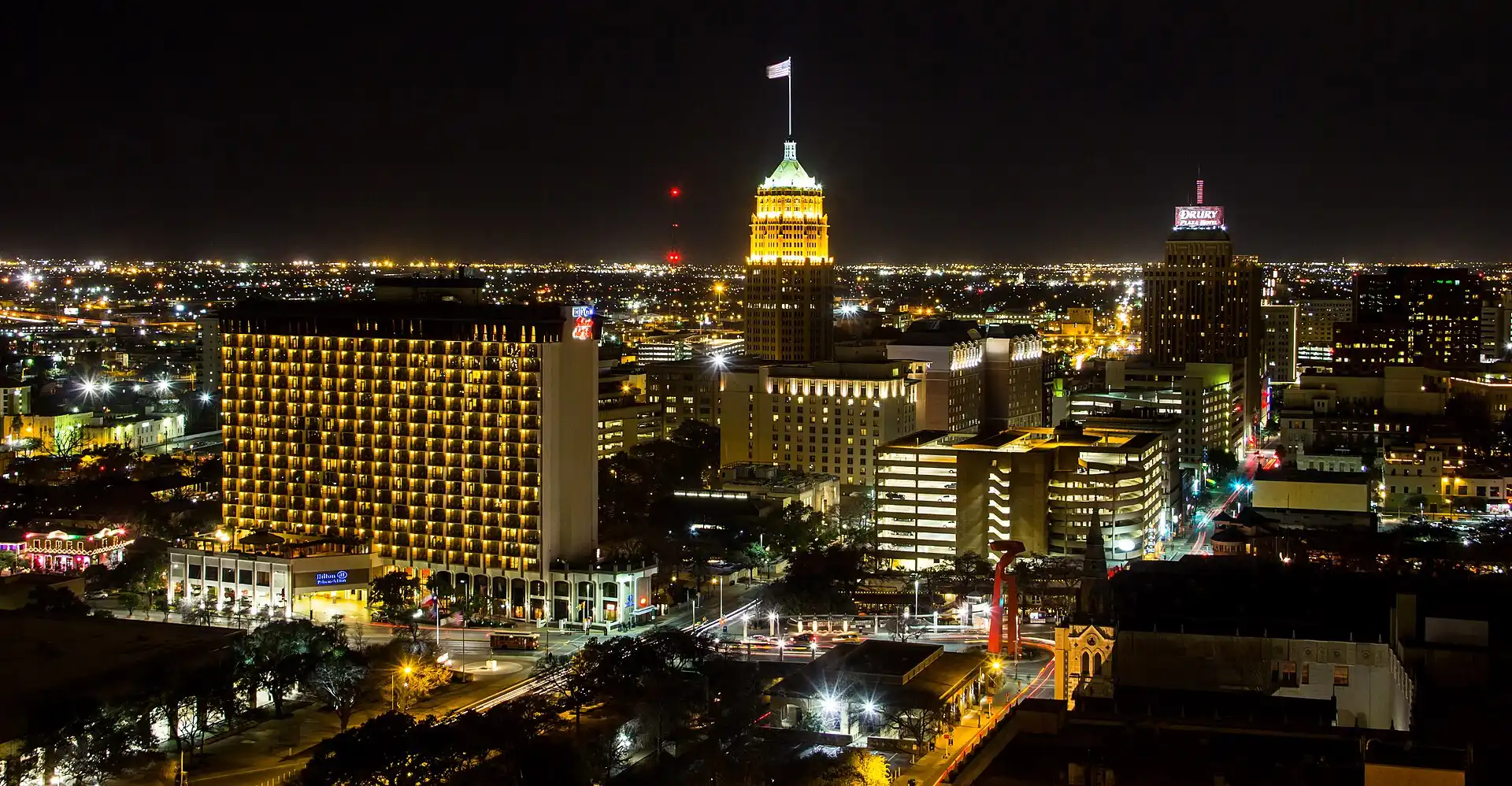 Downtown San Antonio skyline near Leon Valley, Texas