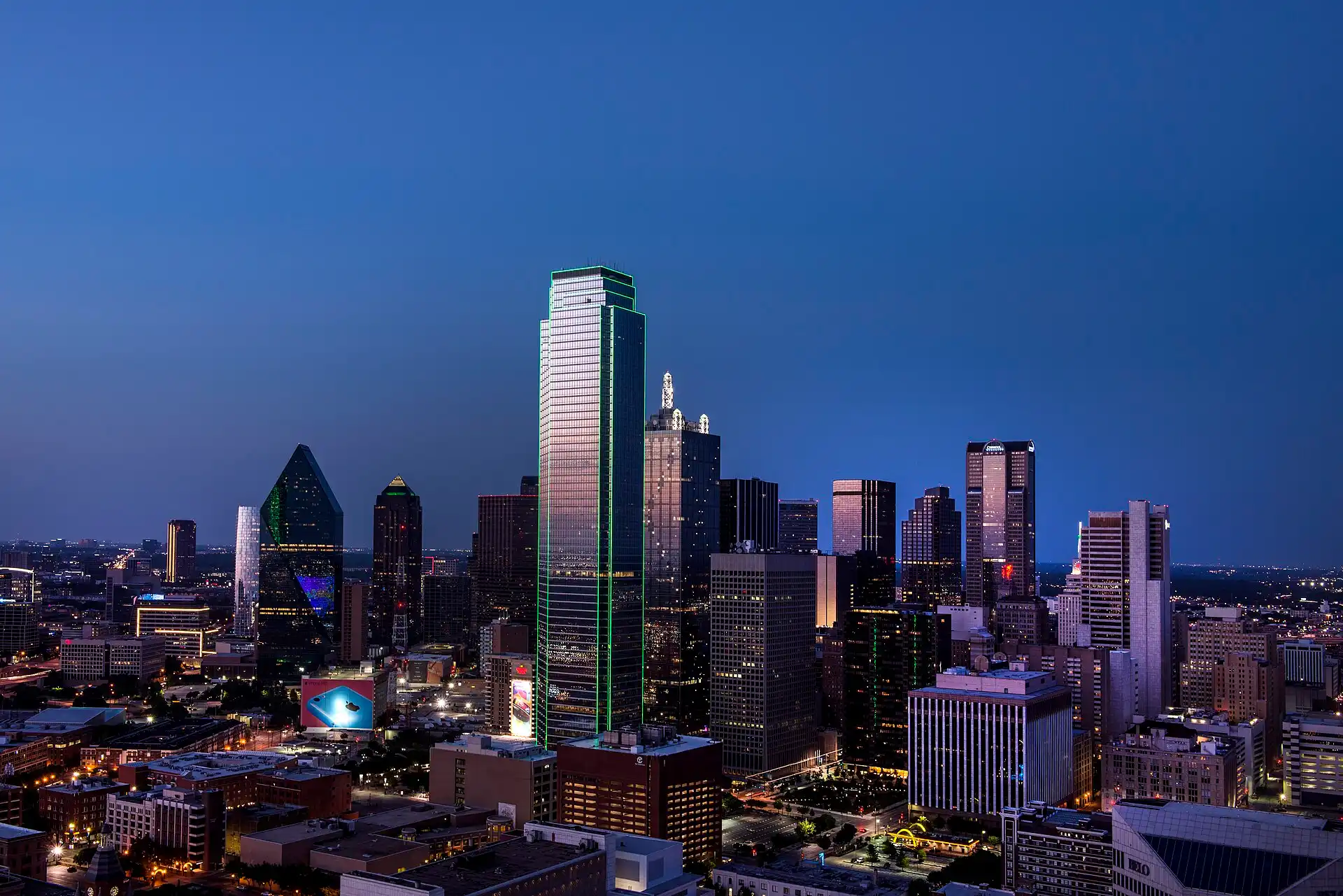 Downtown Dallas skyline near The Colony, Texas